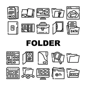 Folder document business file icons set vector Stock Illustration
