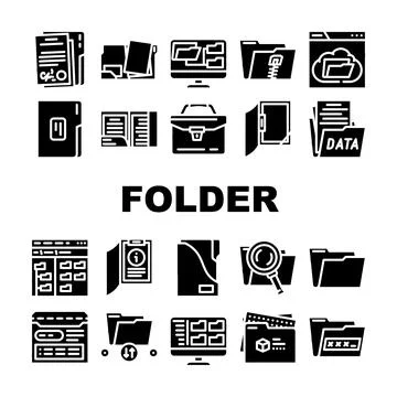 Folder document business file icons set vector Stockillustratie