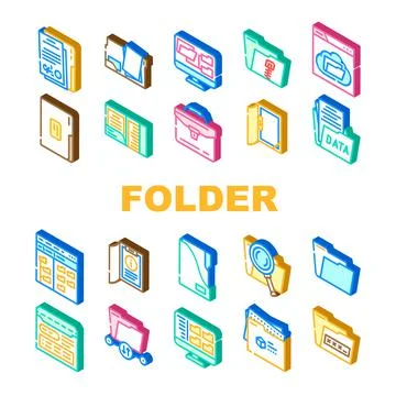 Folder document business file icons set vector Stock Illustration