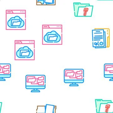 Folder document business file vector seamless pattern Stock Illustration