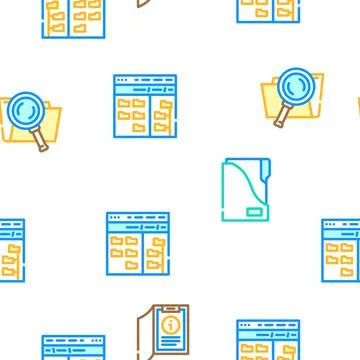 Folder document business file vector seamless pattern Stock Illustration