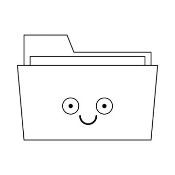 Folder document cute cartoon in black and white 库存插图