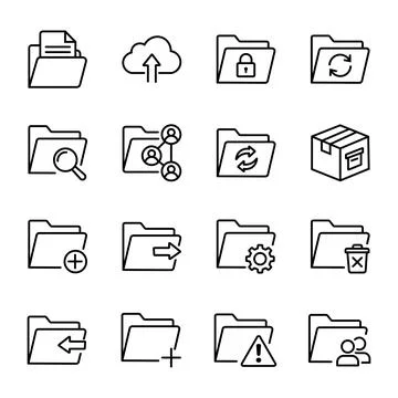 Folder with Document File Line Icon for Data Management System. vector Illustrazione stock