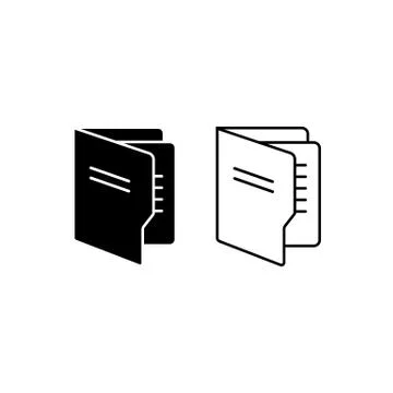Folder document icon set in black simple design on an isolated white backgrou Stock Illustration