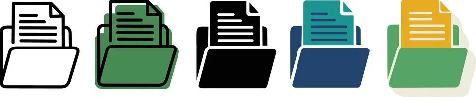Folder with document icon set collection Stockillustratie