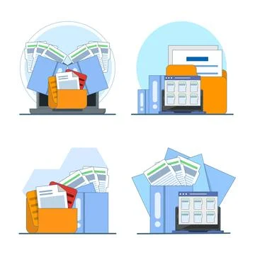 Folder with document illustration set Stockillustratie