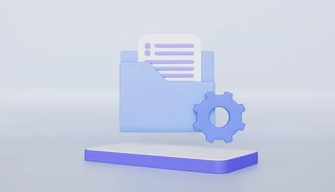 Folder document management file with mobile phone, document file protection Illustrazione stock