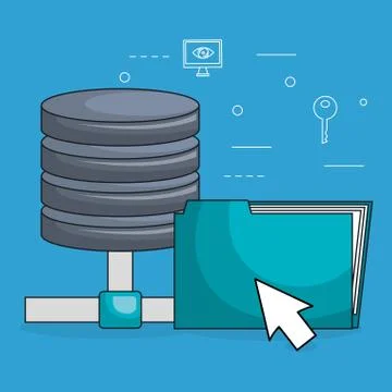 Folder document with online security icons Stock Illustration