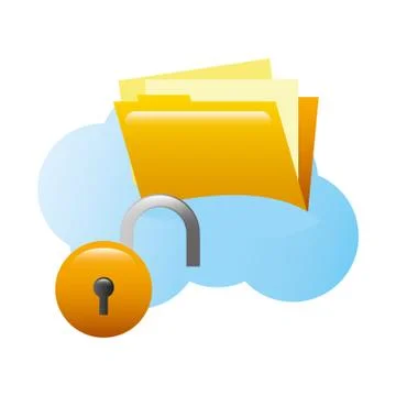 Folder document with padlock and cloud computing Stockillustratie