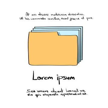 Folder Document Papers Hand Draw Color Icon Stock Illustration