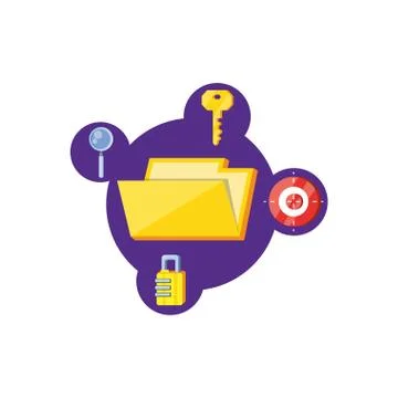 Folder document with security icons Stock Illustration