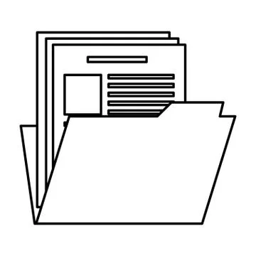 Folder with document symbol in black and white イラスト素材