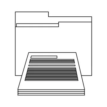 Folder with document symbol black and white 库存插图