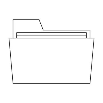 Folder document symbol cartoon in black and white 库存插图