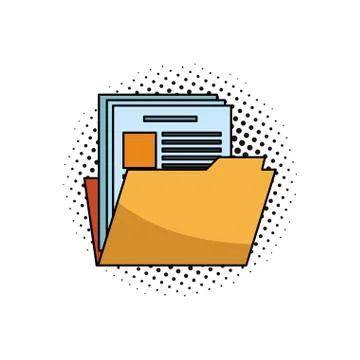 Folder with document symbol pop art Stock Illustration