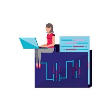 Folder document with young woman Stock Illustration