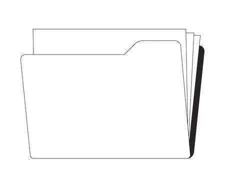 Folder with documents 2D line object Stock Illustration