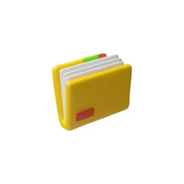 Folder with documents 3D cartoon plastic style vector icon, file management Stockillustratie