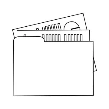 Folder with documents and reports black and white Illustrazione stock