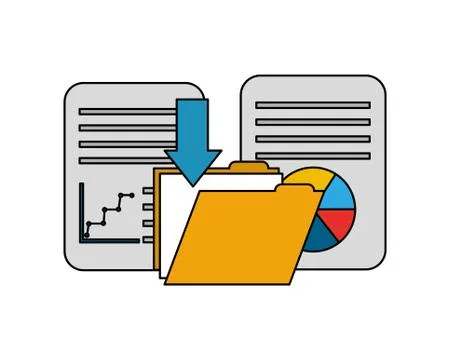 Folder with documents and statistic graphic Stock Illustration