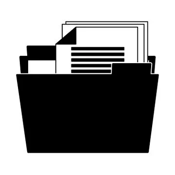 Folder with documents in black and white 库存插图