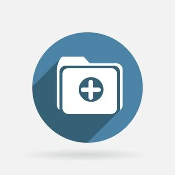 Folder for documents. circle blue icon with shadow. Illustrazione stock