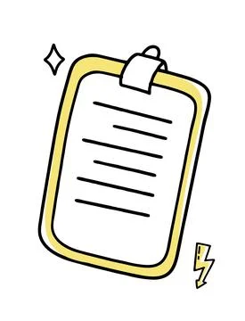 Folder with documents clipboard clipart doodle. Vector illustration in line Stock Illustration