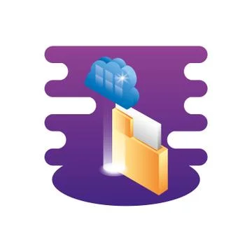Folder documents data with cloud computing Stock Illustration