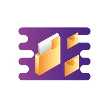 Folder documents data with envelopes mails Illustrazione stock