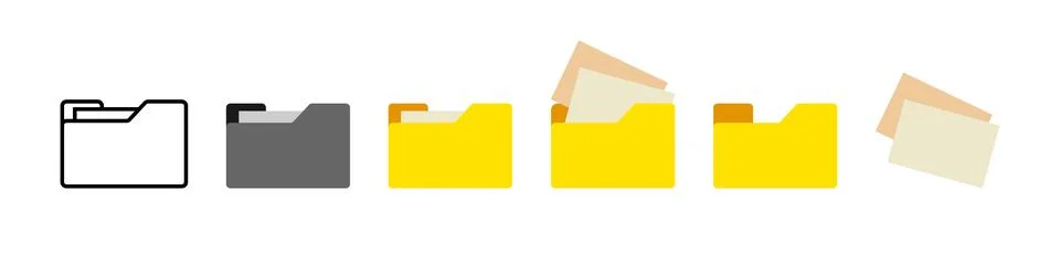 Folder with documents icon set. Vector illustration isolated on white background 스톡 일러스트