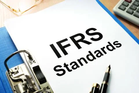 Folder with documents IFRS standards. Stock Photos