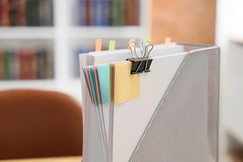 Folder with documents in office, closeup 写真素材