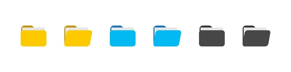 Folder with documents. Open and close file. Archive yellow, blue and black .. Stock Illustration