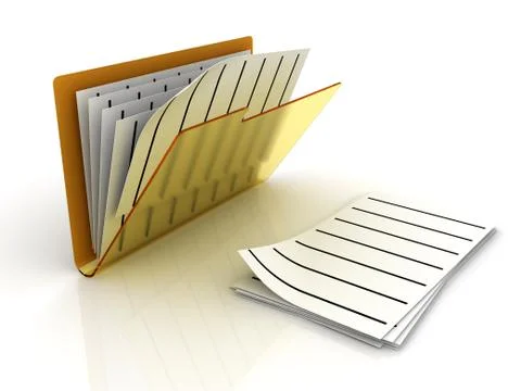 Folder with a documents over white. Stock Illustration