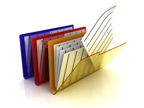 Folder with a documents over white. Stock Illustration