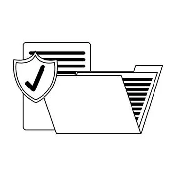 Folder with documents protected in black and white Stock Illustration