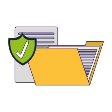 Folder with documents protected blue lines イラスト素材