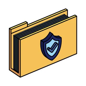 Folder documents with shield and ok symbol Stock Illustration