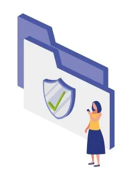 Folder documents with shield Stock Illustration