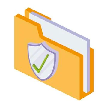 Folder documents with shield Stock Illustration