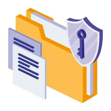 Folder documents with shield Stock Illustration