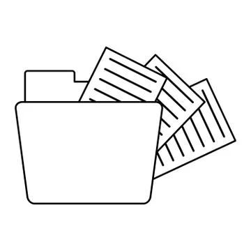 Folder with documents symbol black and white 库存插图