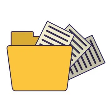 Folder with documents symbol blue lines 库存插图