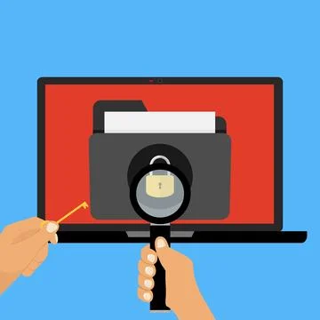 A folder with documents under protection, the computer is safe 스톡 일러스트