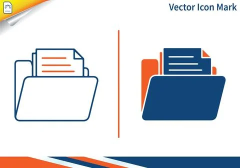 Folder with documents vector icon representing data organization. Stock Illustration