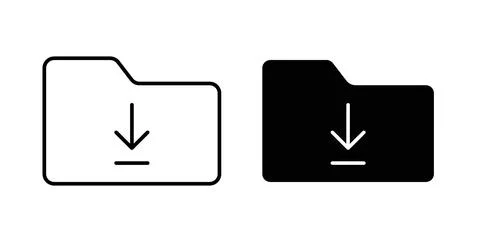 Folder download icon symbol. Vector illustration pack in black color. Stock Illustration