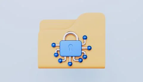 Folder Encryption isolated on pastel color background 3d illustration Stock Illustration