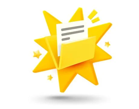 Folder with explosion effect. 3d vector mobile application icon with notifi.. Stock Illustration