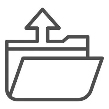 Folder extraction line icon. Opened document file torage with up arrow symbol Stock Illustration