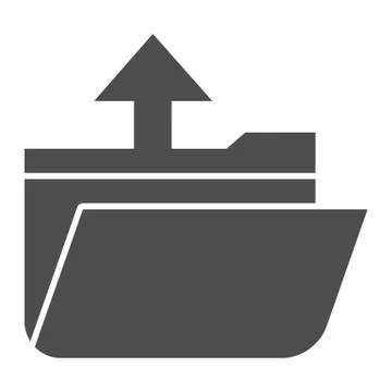 Folder extraction solid icon. Opened document file torage with up arrow symbol Stock Illustration